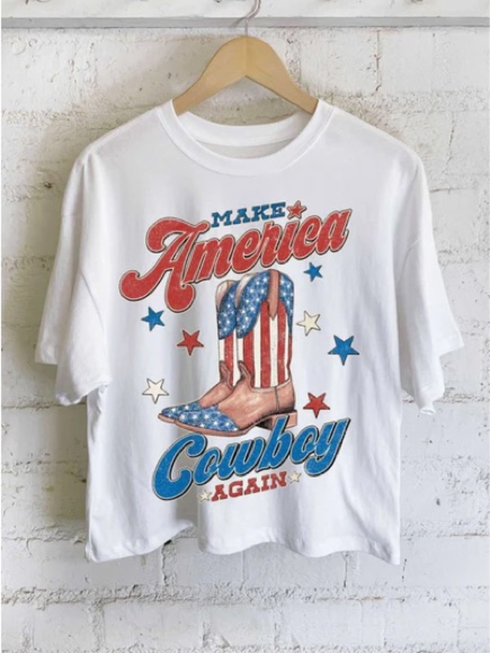 Make America Cowboy Again White Graphic Tee